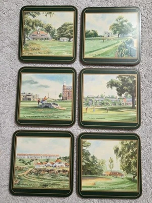 Vintage Pimpernel Cork Backed British Championship Golf Coasters  (Set of 6)  - Image 1 of 4