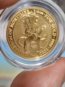 2020 Queen's Beasts WHITELION MORTIMER 1/4 oz Fine Gold 25 Pounds BU 7.78 GRAMS - Picture 1 of 12