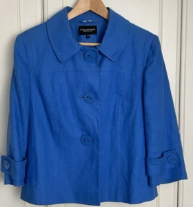 Debenhams Pure Linen Jacket Size UK 14 Cornflower Blue Short Smart Event Wedding - Picture 1 of 12