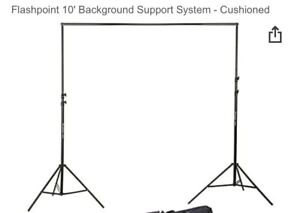 Photography White Muslin Background & Flash Point Support Stand - Used