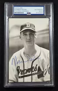 WARREN SPAHN Signed Real Photo Postcard-HALL OF FAME-MILWAUKEE BRAVES-PSA - Picture 1 of 4