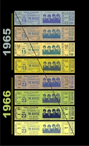 8 1965-66 BEATLES SHEA STADIUM UNUSED FULL CONCERT TICKETS scrapbooking reprint - Picture 1 of 9