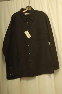 Ler Lui Per Lei Mens NEW Button Down Shirt Silk Cotton Linen Black Brown Green - Image 1 of 4