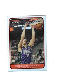 2006-07 BOWMAN CHROME ANDREW BOGUT #65 REFRACTOR 181/249 MILWAUKEE BUCKS 2ND YR