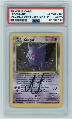 PSA Signed Leonhart Pokémon Gengar Fossil 5/62 Holo Unlimited - Image 1 of 2