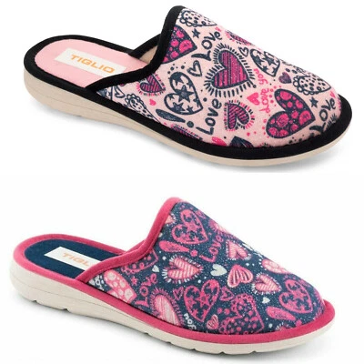 TIGLIO 2586 ROSA BLU PANTOFOLE CIABATTE DONNA INVERNALI  MADE IN ITALY - Image 1 of 4