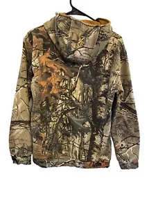 Camo Browning Real Tree Camp Hoodie Medium Lettering Lined Hood Hunting Outdoor - Picture 1 of 13