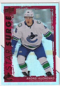 2023-24 UPPER DECK STAR SURGE RED DIE-CUT #18 CANUCKS ANDREI KUZMENKO (1:240)