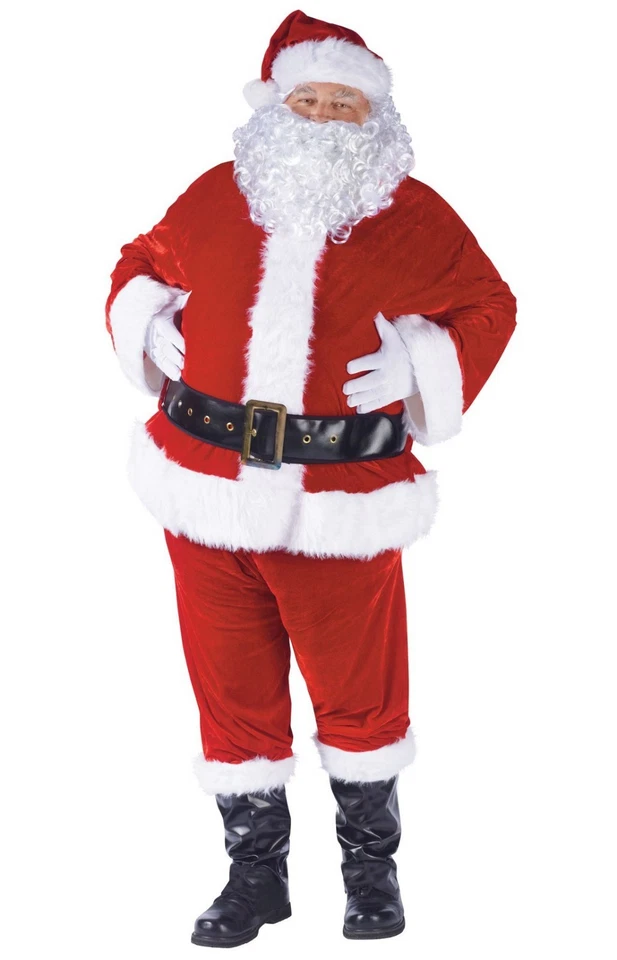 完整丝绒圣诞老人套装大码成人服装,XL(50-54) — 第 1/2 张图片