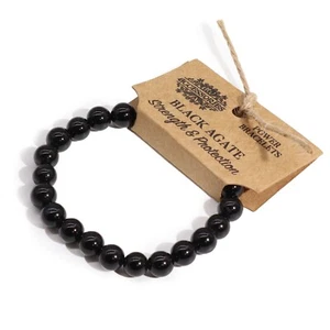 Black Agate Power Bracelet - Protection & Courage Gemstone Jewellery - Picture 1 of 6