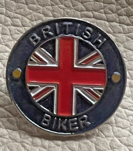 INSIGNIA PIN ESMALTADA MOTOCICLISTA BRITÁNICO UNION JACK - Imagen 1 de 3