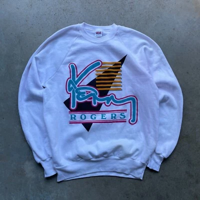 Sudadera Kenny Rogers Vintage Años 90 Cuello Redondo Hombre’s Grande HECHA EN EE. UU. Yunque Foto 1 de 4