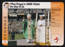 POPE JOHN PAUL II Visit to USA 1995 Photo 1996 GROLIER STORY OF AMERICA CARD B-8