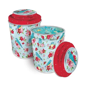 100 Small QUILTY CLIPS in Decorative TIN ~ From Riley Blake ~ Birds, Flowers - Picture 1 of 1