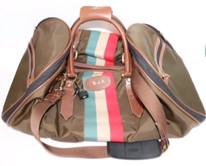 Lark Duffle/Travel Bag Black/Brown W/ Gold Hardware Large Vintage Expandable - Picture 1 of 7