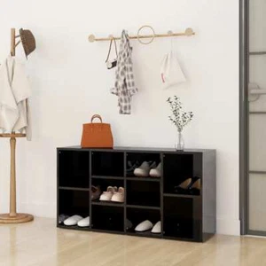 vidaXL Shoe Bench High Gloss Black 103x30x54.5 cm Engineered Wood HEE - Picture 1 of 7