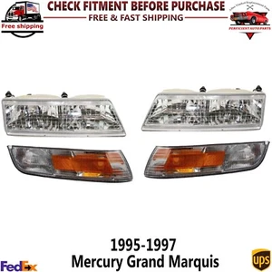 Headlight Assembly + Corner Lamp Left & Right For 1995-97 Mercury Grand Marquis - Picture 1 of 13