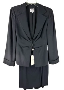 Armani Collezioni schwarz 100 % Schurwolle 2-teilig Rock Anzug Neu mit Etikett $ 1175 klassisch - Bild 1 von 11