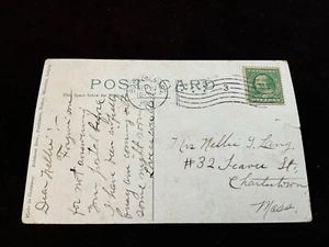 US 374 @ (1910) 1c Used, Franklin with Wavy Cancellation. The Hub Boston, MA - Picture 1 of 4