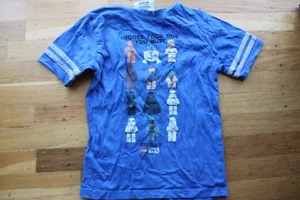 Used boys Lego t-shirt Star Wars Han Solo Luke Darth Vader size 7 - Picture 1 of 6