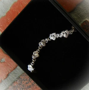 CHARMED CHARM Diamond HEART Princess Piece BRACELET Sterling $OLD OUT SEXY HQ - Picture 1 of 21