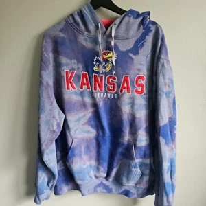 Stadium Athletics Kansas Jayhawks Acid Wash Colorblock Hooded Sweatshirt - Picture 1 of 10