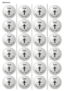 24X VORGESCHNITTENE PAPA BEERDIGUNG, ESSBARES OBLATENPAPIER, CUPCAKE, TORTENAUFLEGER 1104 - Bild 1 von 1