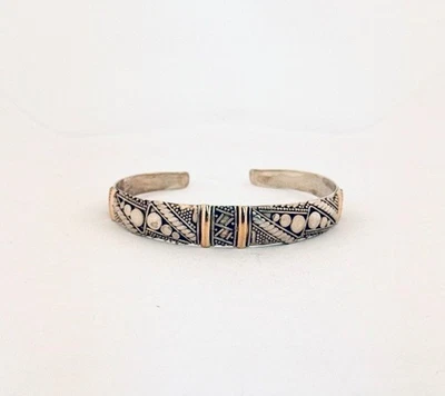 Brazalete Vintage Plata de Ley 925 Grabado Diseño Tribal Talla 6 Estate Foto 1 de 4