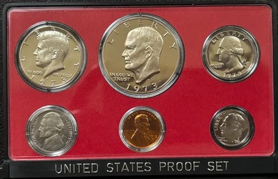 1973 S US Mint Proof Set  Clad - 6 Coin Set in Display Case - no box (#745) - Image 1 of 4