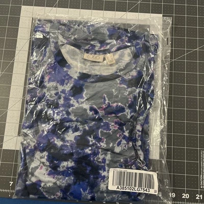 LOGO de Lori Goldstein Top Talla L Púrpura Abstracto Elastizado Túnica Bolsillos - Nuevo Foto 1 de 4