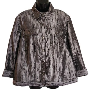 Ruby Rd. Crinkle Button Down Shirt Jacket Collared Bronze Size 16W - Picture 1 of 5