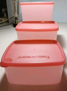 Tupperware Contenedor Congelador 400ml,800ml, 1.4 Litros Cuadrado Rosa Set3 NUEVO S12 - Imagen 1 de 7