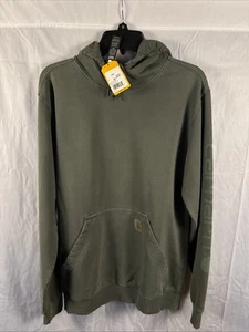 Carhartt French Terry Hoodie – Men’s Med, Deep Lagoon, Garment Dyed, Logo Sleeve - Picture 1 of 5