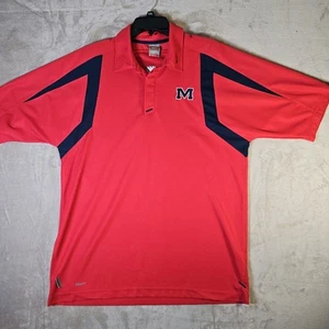 Ole Miss Nike Polo Shirt Mens Large Red Nike Team Fit Dry Golf Prep Performance - Picture 1 of 12