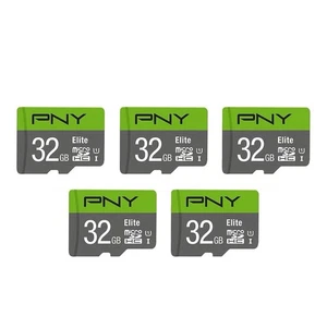PNY 32GB Elite Class 10 U1 microSDHC Flash Memory Card 5-Pack W/ Adapter  - Picture 1 of 4