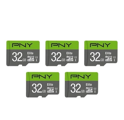 PNY 32GB Elite Class 10 U1 microSDHC Flash Memory Card 5-Pack W/ Adapter  - Image 1 of 4