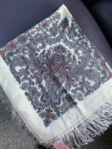 pavlovo posad shawl  “ Amulet “, 100- Wool Size: 89x89 Cm, Or 36x36” - Picture 1 of 13