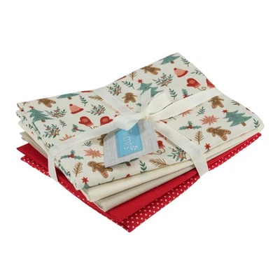 Fabric: Fat Quarters: Gingerbread: Bundle of 5 - Image 1 of 2