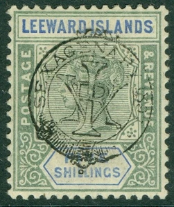 SG 16 Leeward Islands 1897. 5/- green & blue. A fine lightly mounted mint... - Picture 1 of 2