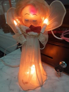 Vintage Light Up Angel 50s? Works  Has Flaws Read 7.5 Inches - Picture 1 of 6