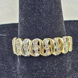 DBJ DEE BERKLEY 925 Sterling Silver Gold Plate Real Round-Cut Diamond Ring 8.75 - Picture 1 of 18