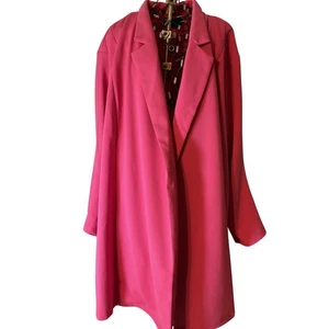 ASOS DESIGN Curve Longline-Blazerjacke rosa drapiert vorne - Bild 1 von 12