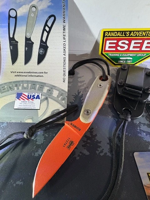 Cuchillo de hoja fija naranja ESEE Izula-II con mango de lona Micarta  Foto 1 de 4