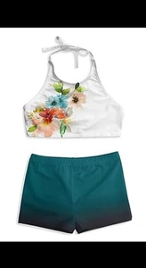 White & Green Floral Bikini  - Girls 10/12 - Picture 1 of 1