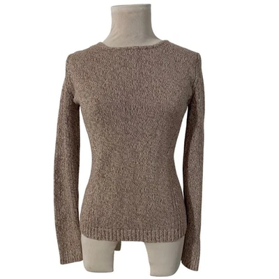 Suéter clássico vintage anos 90 série guia feminino pequeno bronzeado salpicado malha algodão - Imagem 1 de 4