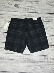 NWT 🆕 Calvin Klein Slim Fit Chino Shorts Mens 36 Black Plaid Cotton - Picture 1 of 12