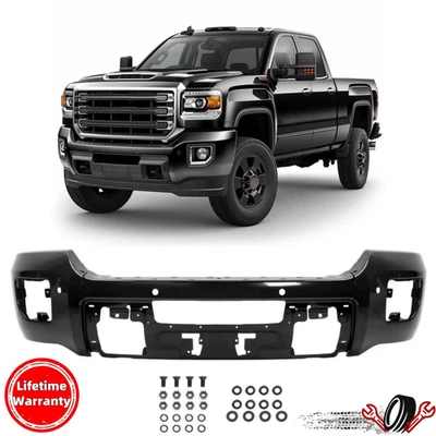 For GMC Sierra 2500 HD 3500 HD 2015-2019 Black Front Bumper Face Bar W/ Sensors - Imagem 1 de 4