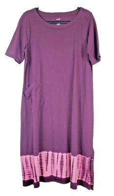 J Jill Mujer Mediano Pequeño Vestido Midi Tie-Dye Borde Camiseta Algodón Bohemio Foto 1 de 4