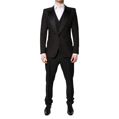 Traje DOLCE & GABBANA Negro Sencillo Pecho Formal 3 Piezas EU52/US42/XL 4880usd Foto 1 de 4