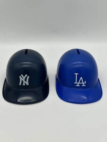 Vintage 1973 New York Yankees LA Dodgers Helmet Coin Bank No Plugs Cover